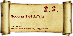 Moduna Hetény névjegykártya